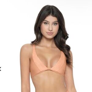 NWT PQ Swim‎ Skylar Halter Bikini Top Citrine Size L